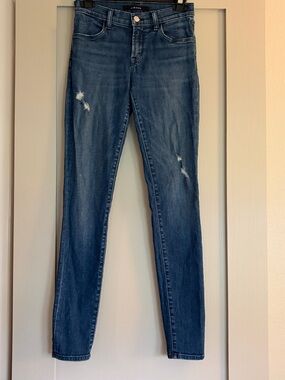 J Brand Dark Blue Skinny Jeans with Light Distressing Womens 25